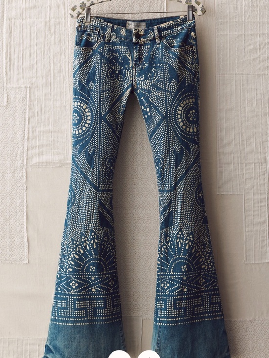 Free People Denim - Rare Free People Discharge Bali Flare Jeans Malaya Wash Low Rise Bell Bottoms 28